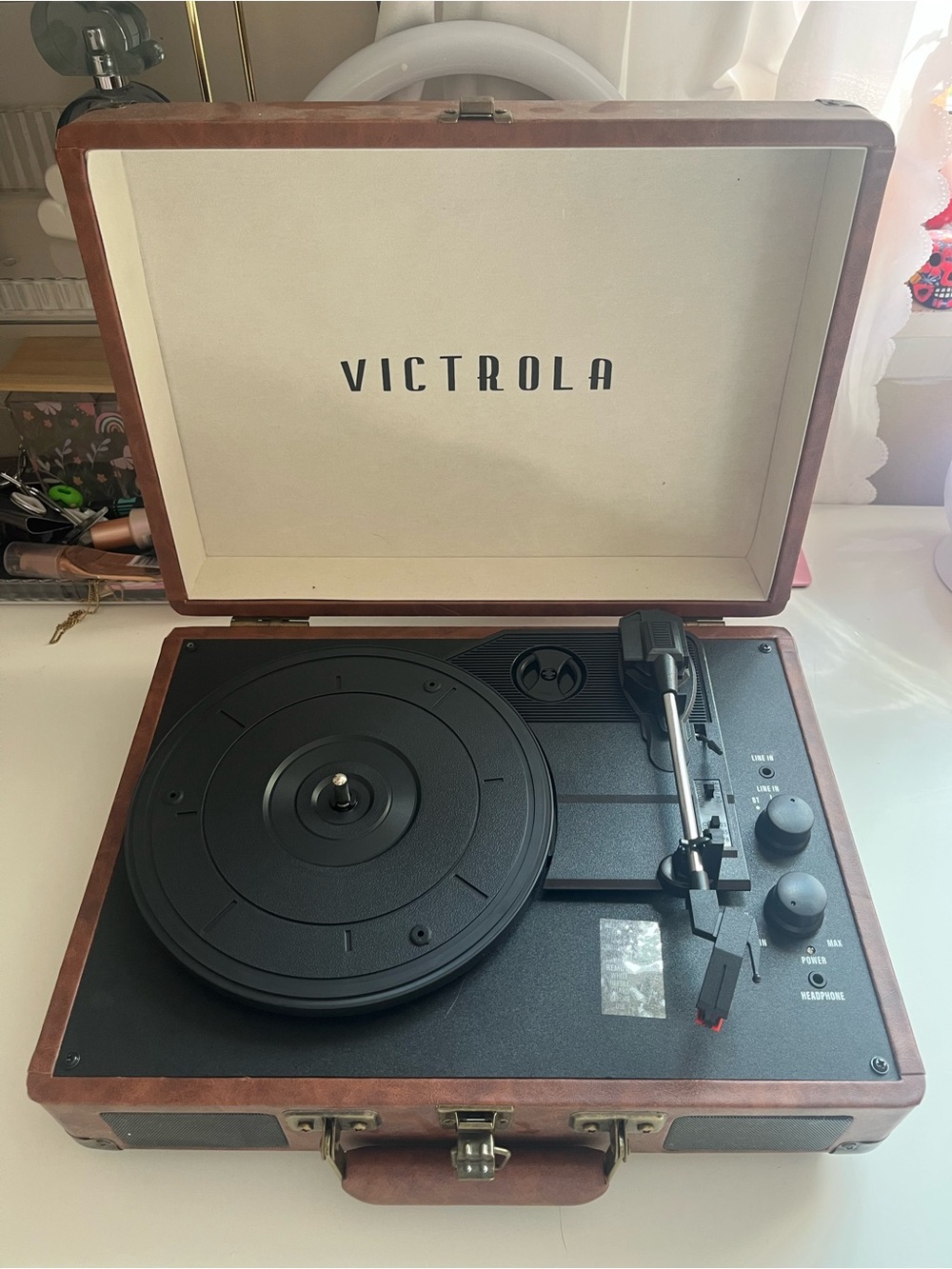 Brown Victrola Record Player Turntable